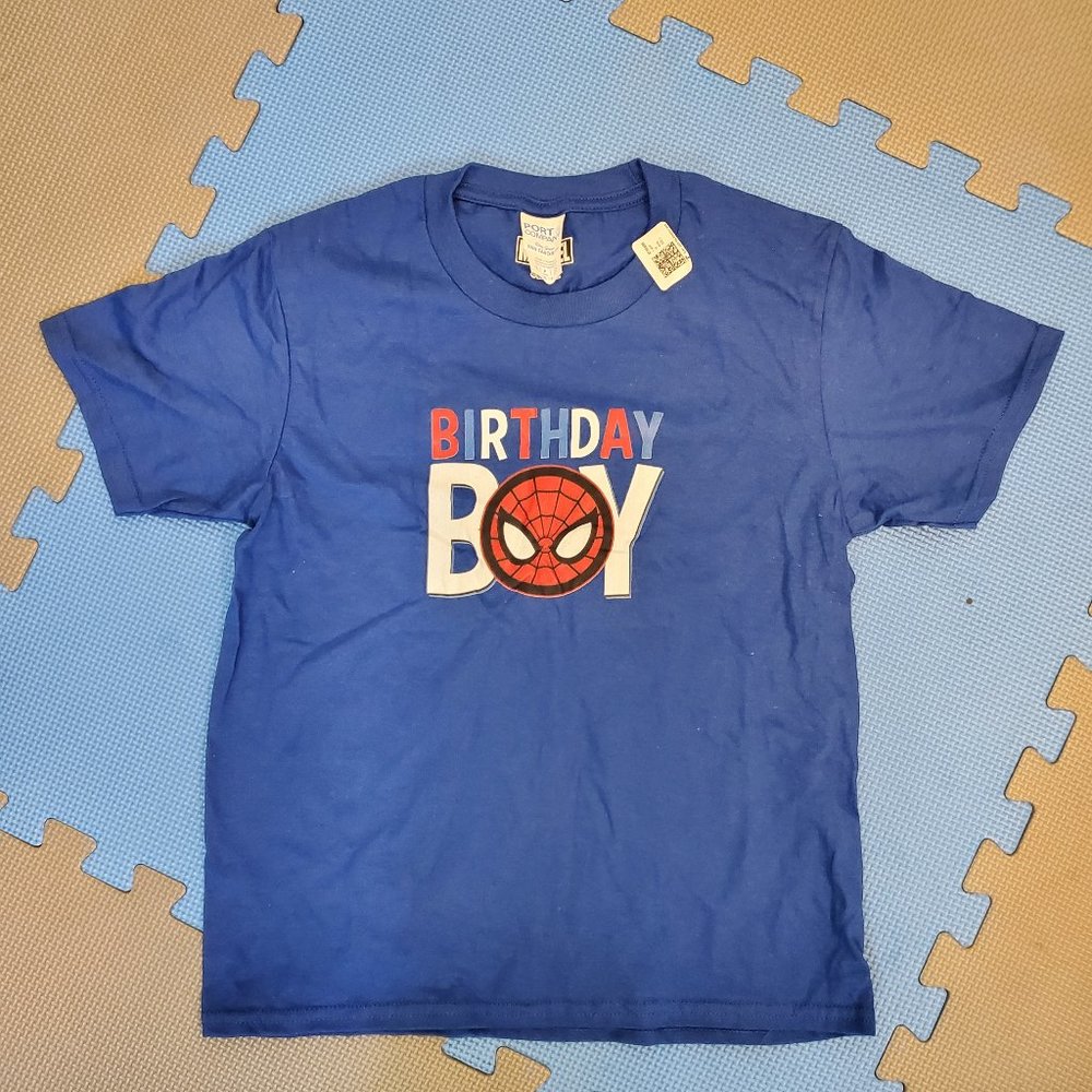 NEW Spiderman Spidey Birthday Boy T Shirt. Size Small. NWT
